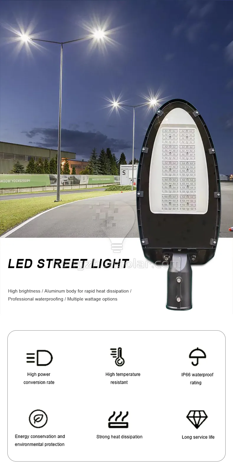 Lampe de route extérieure de haute qualité IP66 en aluminium étanche 30w-250w SMD lampadaire LED