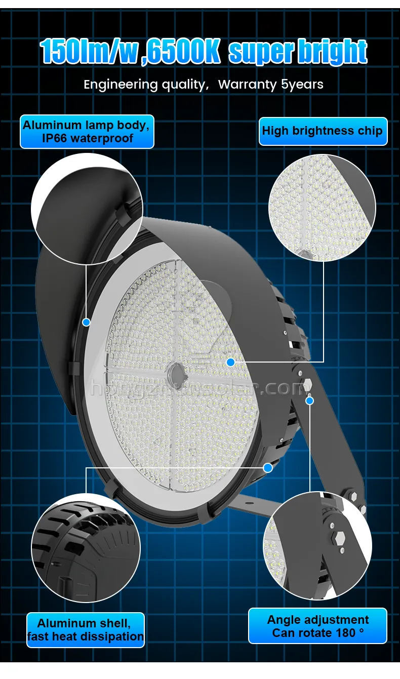 Projecteur extérieur professionnel de stade de LED pour les courts de Tennis de Football IP65 imperméabilisent le corps de lampe en aluminium de puce de SMD 300W-1000W