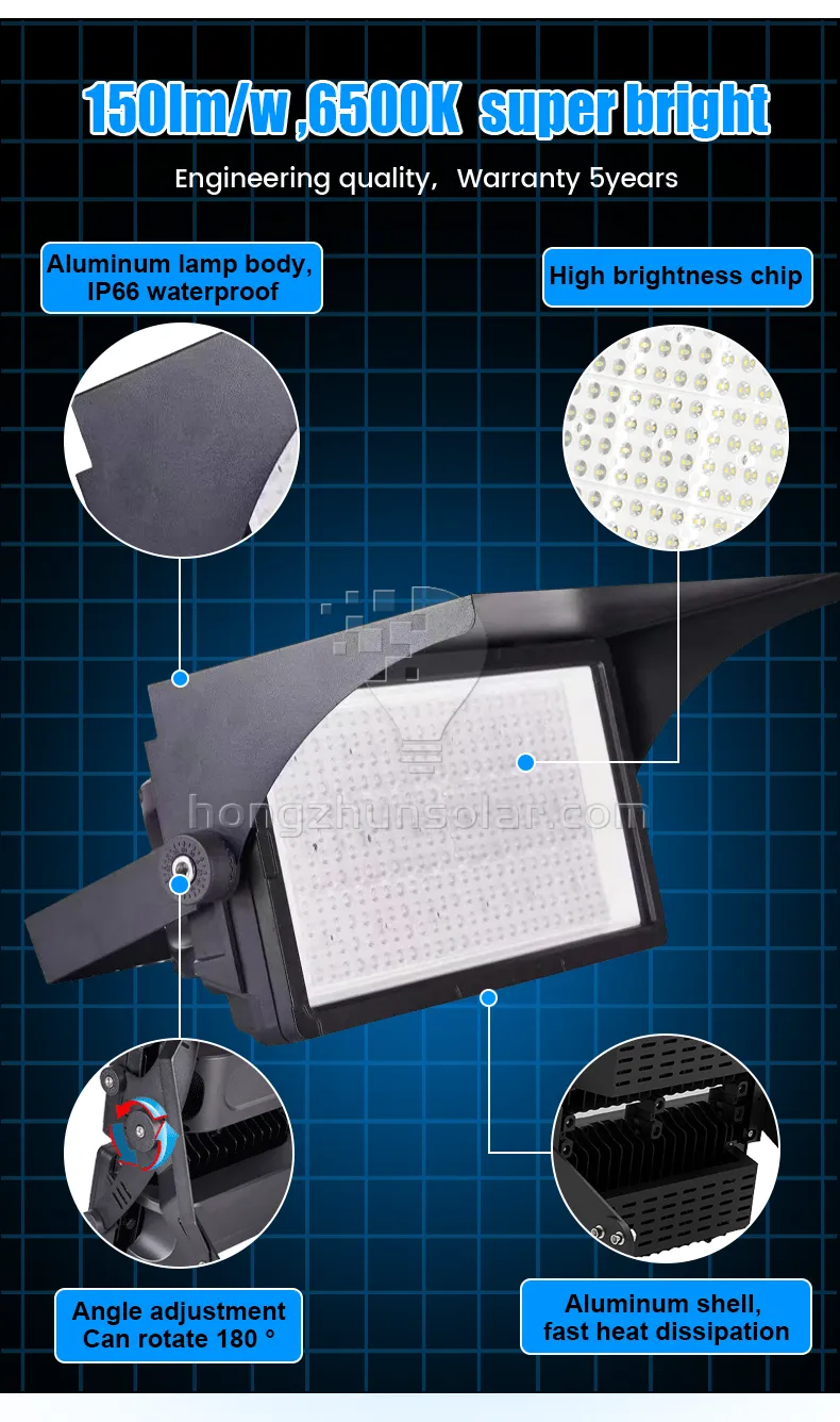 Lumière d'inondation élevée de Lumen SMD LED 50W-2000W haute luminosité pour le stade de Football étanche IP65 IP67 en aluminium pour les sports