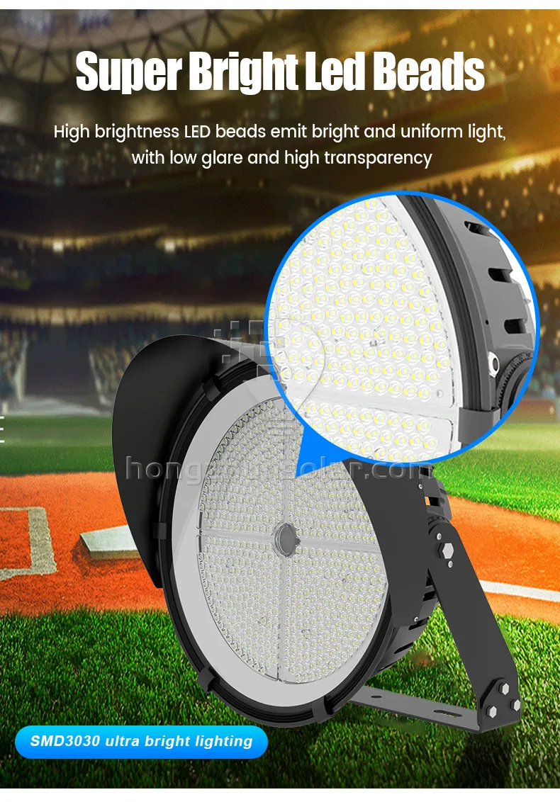 Projecteur extérieur professionnel de stade de LED pour les courts de Tennis de Football IP65 imperméabilisent le corps de lampe en aluminium de puce de SMD 300W-1000W