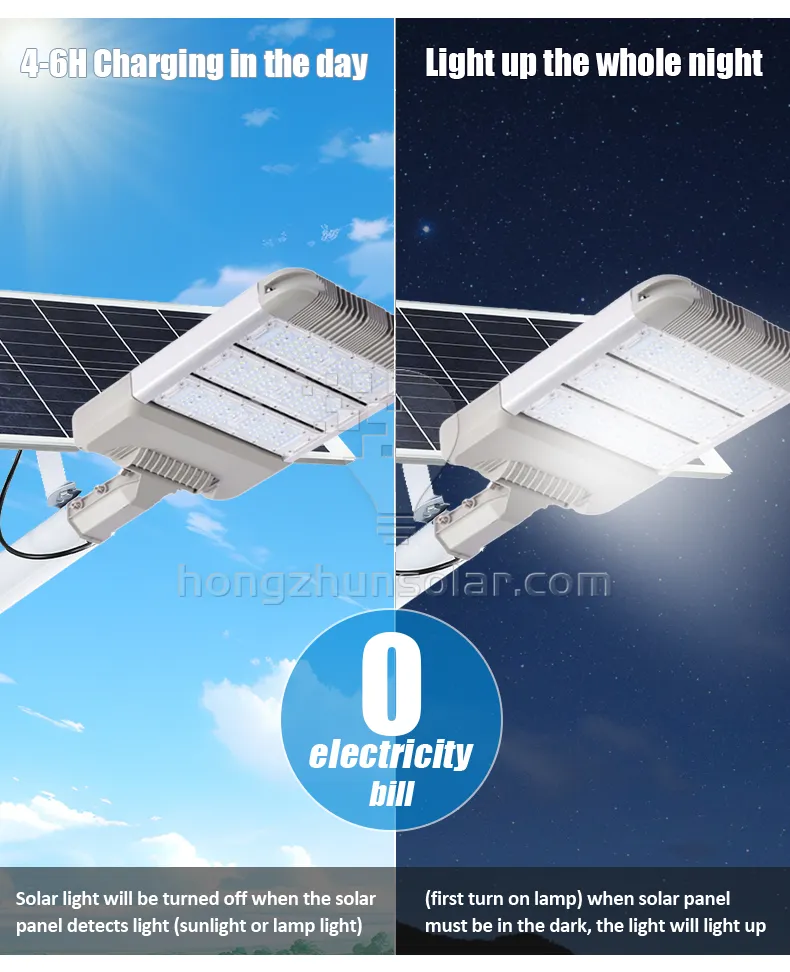 Lampe de route solaire à haute lumen, étanche IP65, Modules de lampadaire solaire LED fendus en aluminium 30W-400W pour Application sur place de route