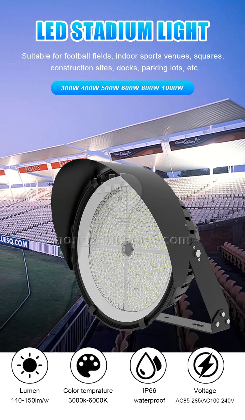 Projecteur extérieur professionnel de stade de LED pour les courts de Tennis de Football IP65 imperméabilisent le corps de lampe en aluminium de puce de SMD 300W-1000W
