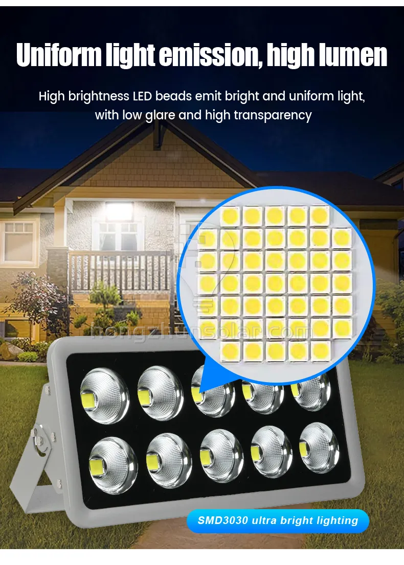 La lumière superbe lumineuse de stade de jardin 100w 200w 300w 500w 800w 1000w Ip66 imperméabilisent la lumière d'inondation extérieure de stades de sport de Cob