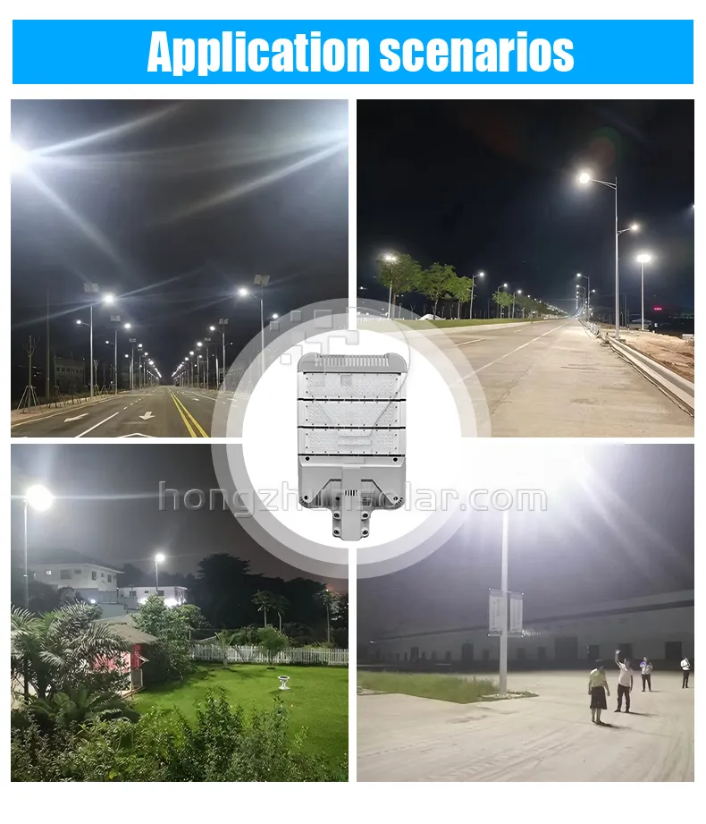 Lampe de route solaire à haute lumen, étanche IP65, Modules de lampadaire solaire LED fendus en aluminium 30W-400W pour Application sur place de route