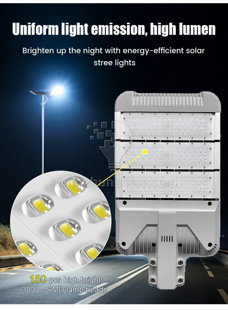 Lampe de route solaire à haute lumen, étanche IP65, Modules de lampadaire solaire LED fendus en aluminium 30W-400W pour Application sur place de route