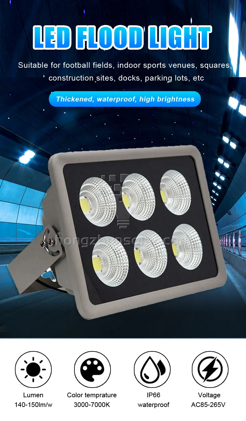 La lumière superbe lumineuse de stade de jardin 100w 200w 300w 500w 800w 1000w Ip66 imperméabilisent la lumière d'inondation extérieure de stades de sport de Cob