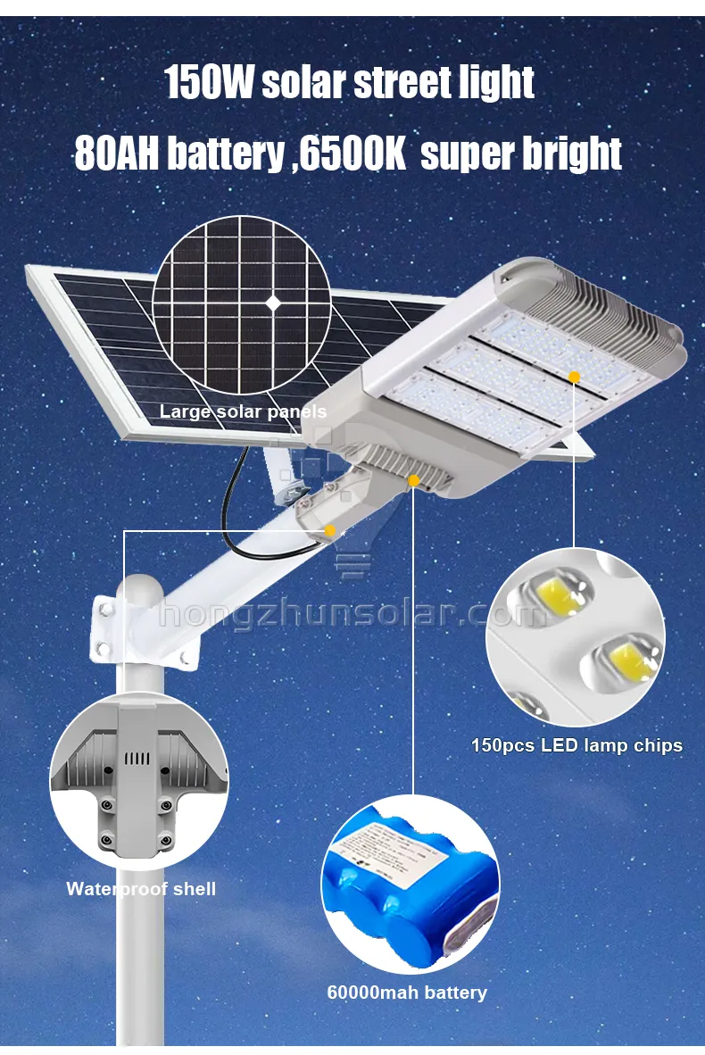 Lampe de route solaire à haute lumen, étanche IP65, Modules de lampadaire solaire LED fendus en aluminium 30W-400W pour Application sur place de route