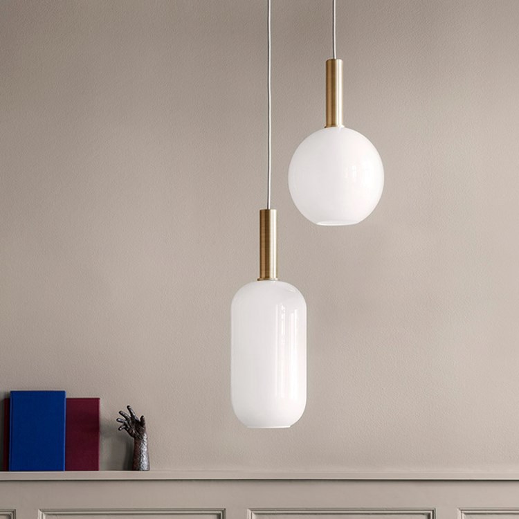 White Blown Glass Shade Pendant Chandeliers