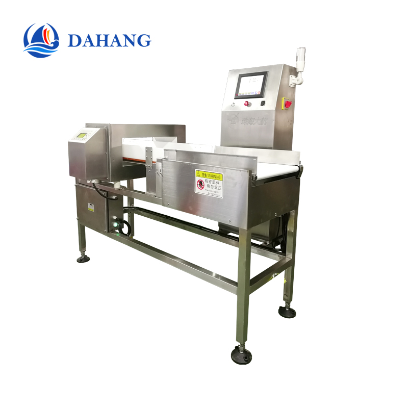 Metal detector combined with checkweigher for food