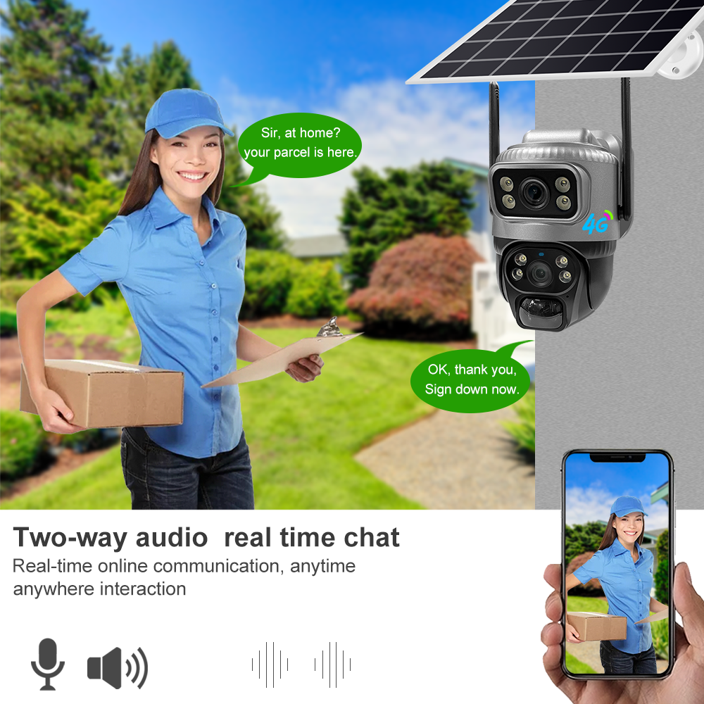 Dual Lens 4G WiFi Solar Battery Powered Camera