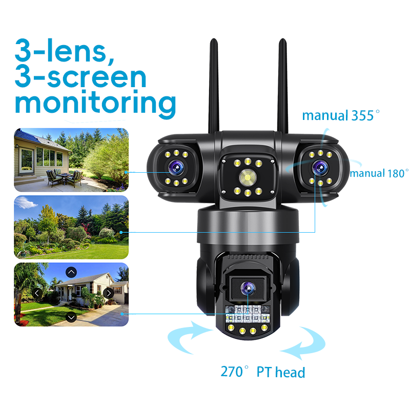 V380 Triple Lens 6MP 4G/WiFi CCTV Camera Outdoor Waterproof PTZ Camera