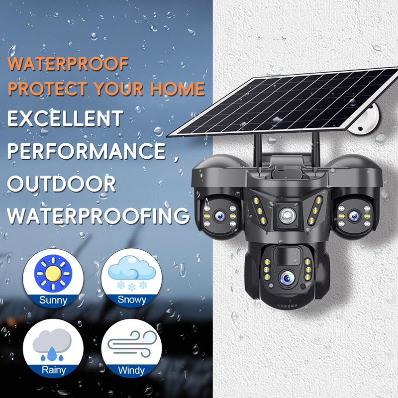 V380 4G/WiFi 3 Lens Solar Camera CCTV Network Camera