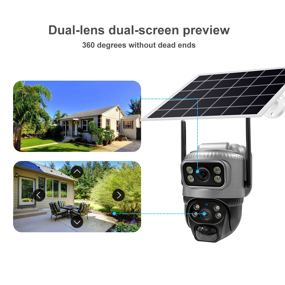 Dual Lens 4G WiFi Solar Battery Powered Camera