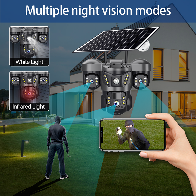 VTS29 4G/WiFi 3 Lens Solar Camera