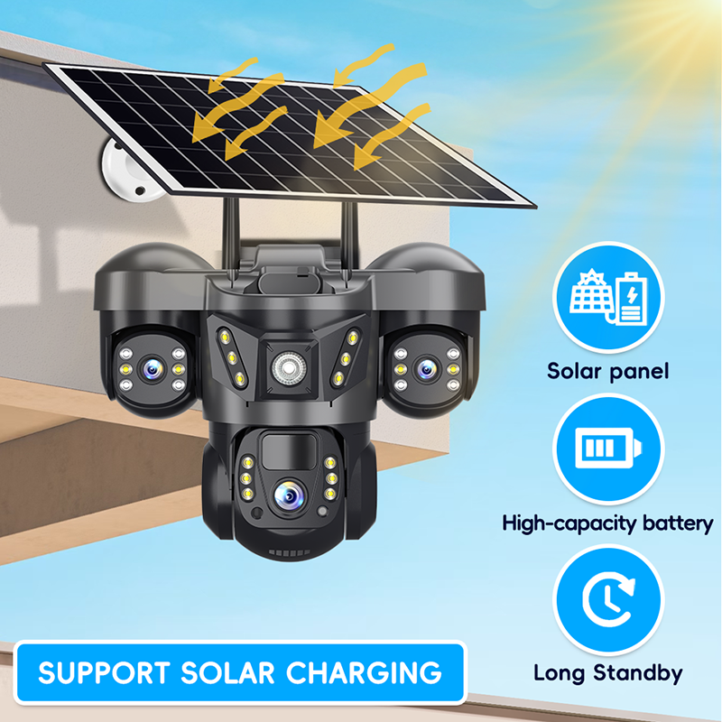 V380 4G/WiFi 3 Lens Solar Camera CCTV Network Camera V380 4G/WiFi 3 Lens Solar Camera CCTV Network Camera