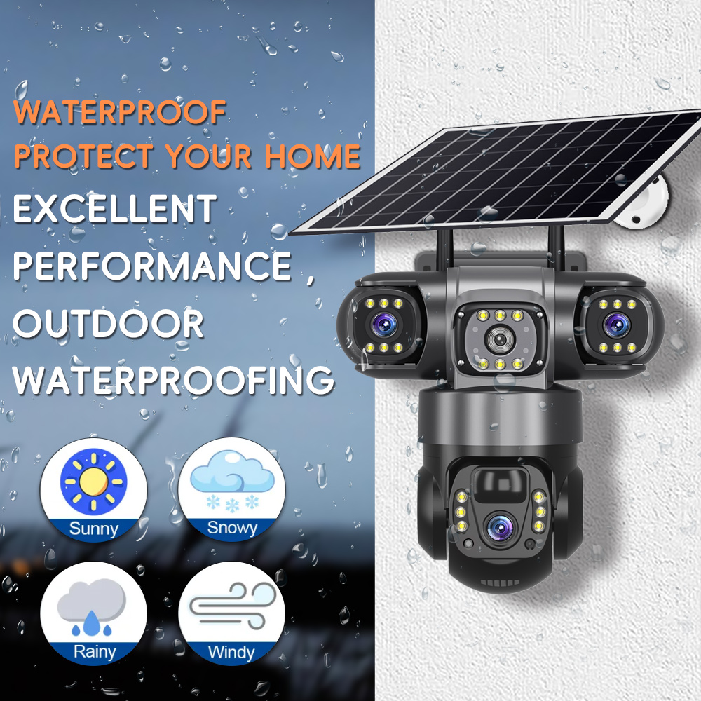 Triple Lens 4G/Wifi Solar Powered Wireless Security Camera