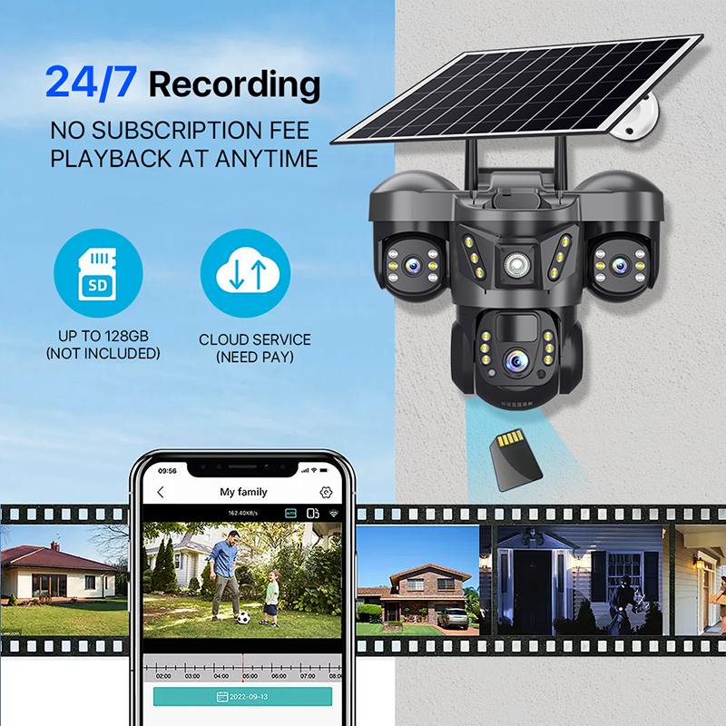 VTS29 4G/WiFi 3 Lens Solar Camera