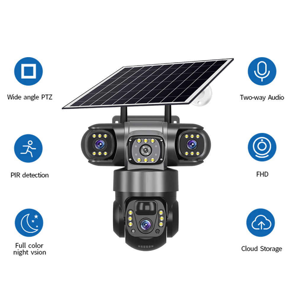 Triple Lens 4G/Wifi Solar Powered Wireless Security Camera