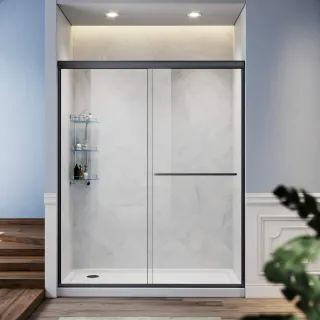 This classic double sliding glass shower door with a polished design, that touch smooth, is easy to open. With full length clear magnetic vinyl door seals strip, it can effectively prevent water leakage, keep your bathroom clean and tidy. With products Fe