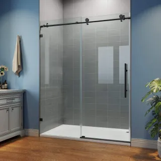The Harold is a smart solution for your shower where bathroom space is limited and a glass door is not an option. The Harold shower door operates similar to a roller blind but features a flexible screen that rolls open and closed within its frame. This sh