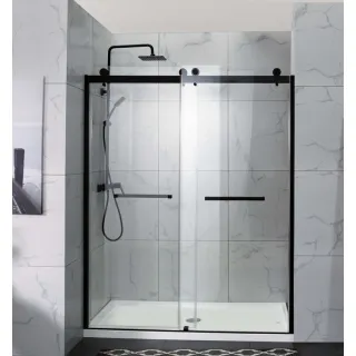 This dual sliding glass shower door enclosure was designed for maximum usage, perfect for the kid’s bath or a guest bathroom. Made of heavy gauge aluminum, this sleek shower enclosure blends with just about any décor while still providing a frameless look