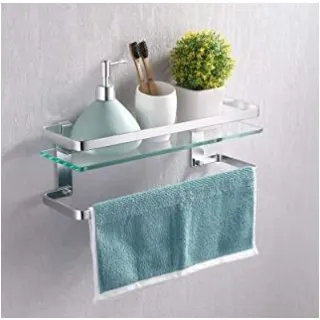 The bathroom shelf has a towel bar design that can be used in the bathroom or kitchen. Not only can you put shampoo, shower gel, soap, cosmetics, etc., you can also place seasoning jars, water bottles, etc. The bottom of the bathroom shelves is designed w