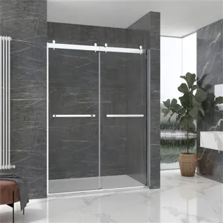 On its dimensions, it has a 23-inch access width. The 1/4″ (6mm) thick high quality clear tempered glass is certified. It features a semi-frameless design with glass walls. The solid brass hinges provide durability and luxury.
