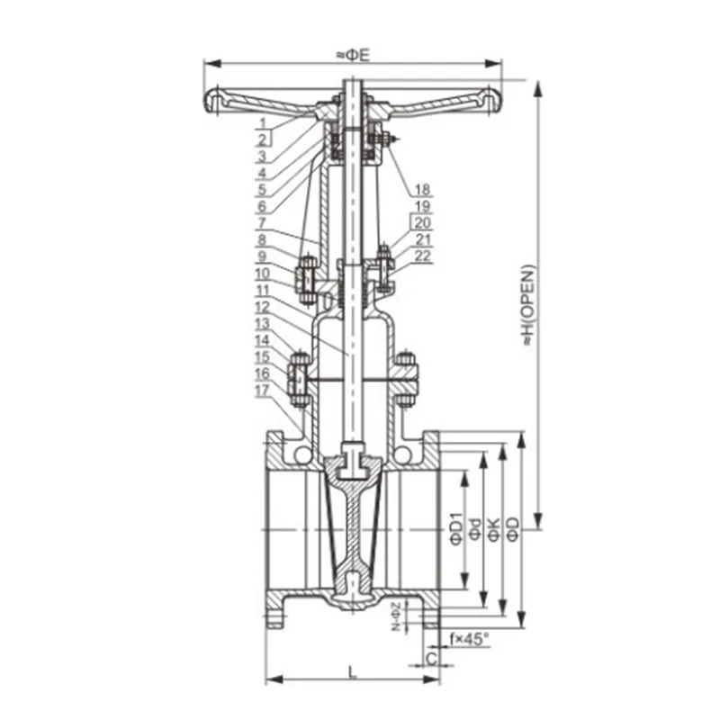 Válvula de compuerta con brida Jis