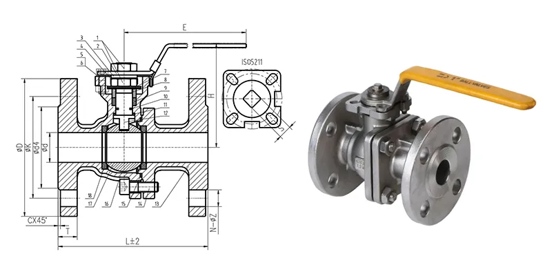 Din Standard Floating Flange Ball Valve