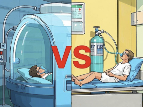 Hyperbaric Oxygen vs. Conventional Oxygen Inhalation Therapy