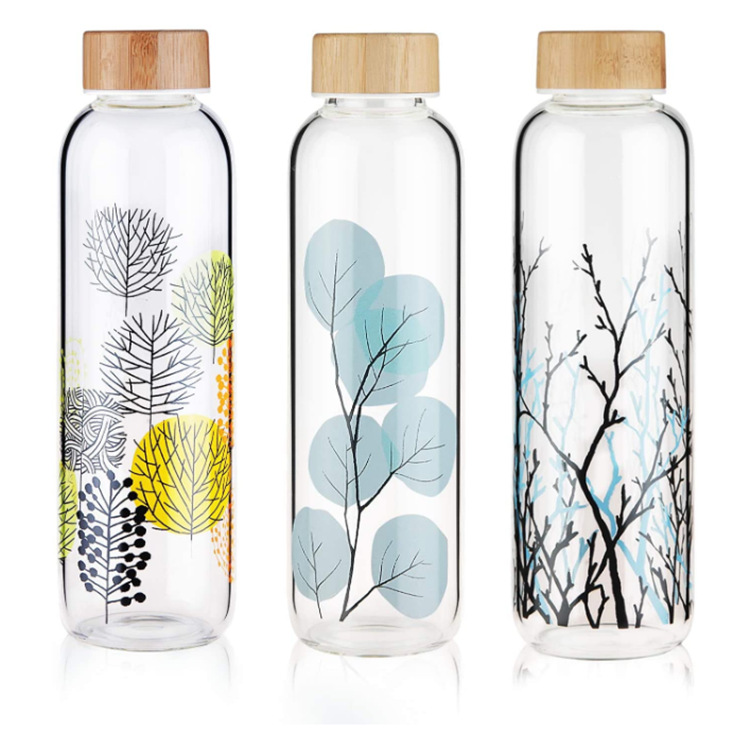 Glass Water Bottle, Decaled Designs