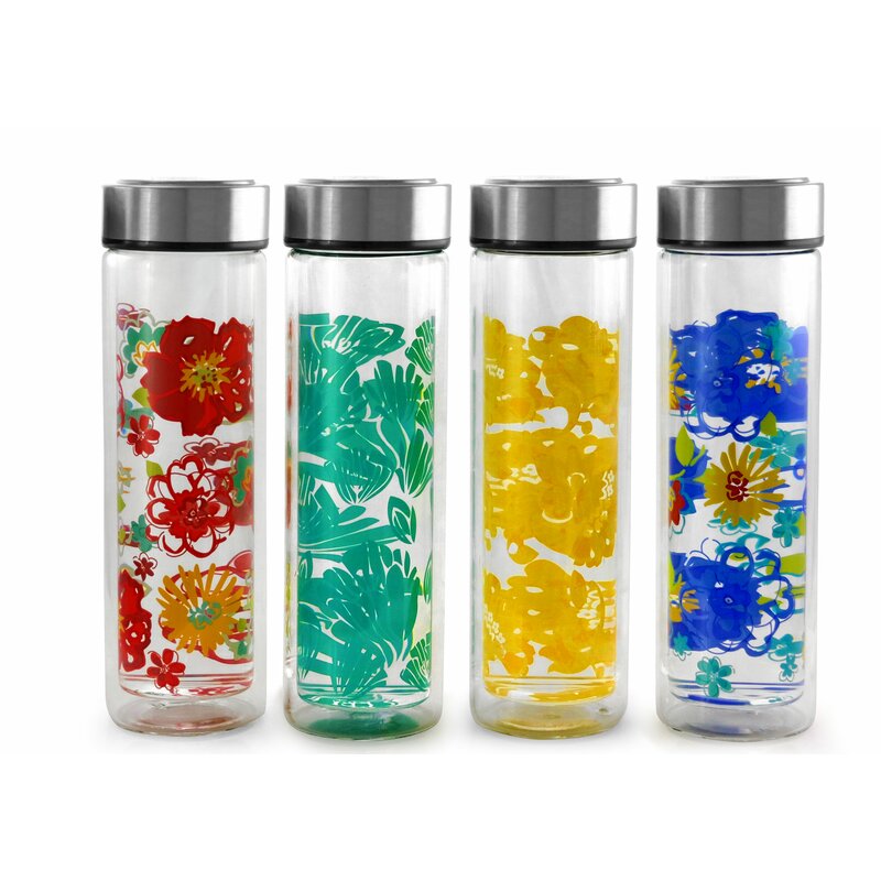 Glass Water Bottle, Decaled Designs