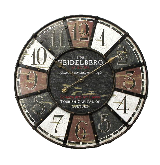 Round Wooden Wall Clock,Letters Edged