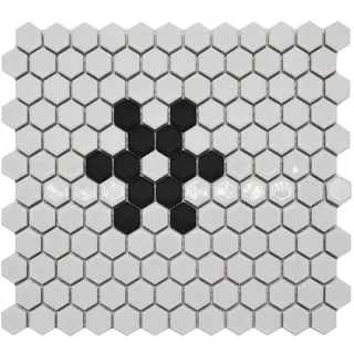 Octagon Black Mix White Glazed Porcelain Mosaic Tile