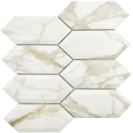 Picket Shape Fullbody Recycled Glass Mosaic Tile With Inkjet Printing