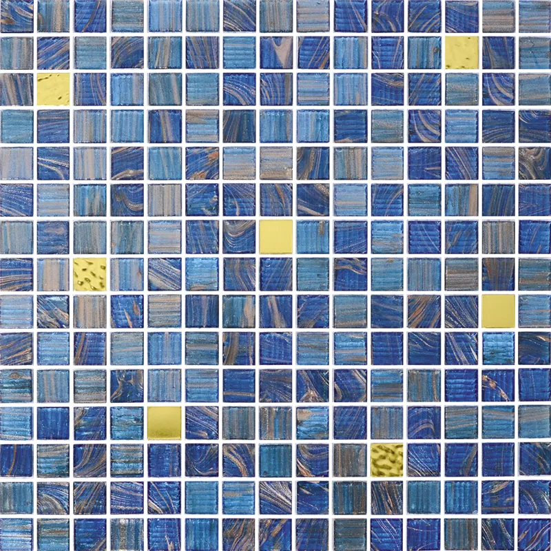 Vitreous Blue Square Glass Mosaic Tile For Pool