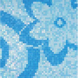 pool blue mosaic mural
