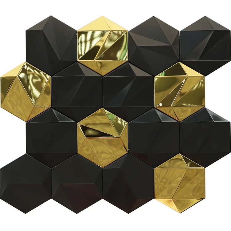Gold Mixed Black Steel Metal Mosaics