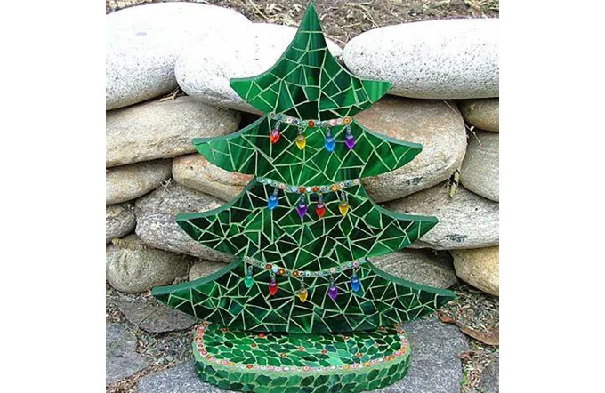 Ralart Christmas Tree Made OF Glass Mosaic Tiles