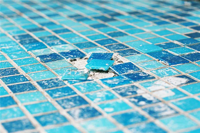 {Damaged pool tiles}