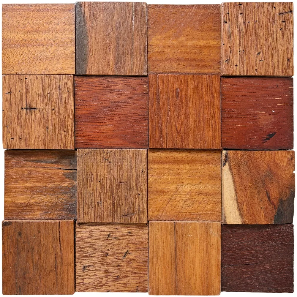 Reclaimed Wood Mosaic Wall Tiles for Interior Decor