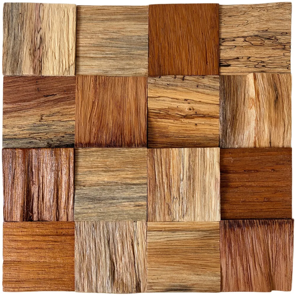 Reclaimed Wood Mosaic Wall Tiles for Interior Decor