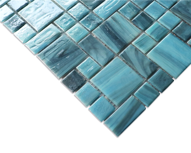 Mixed Square Hot Melt Glass Mosaic Tile