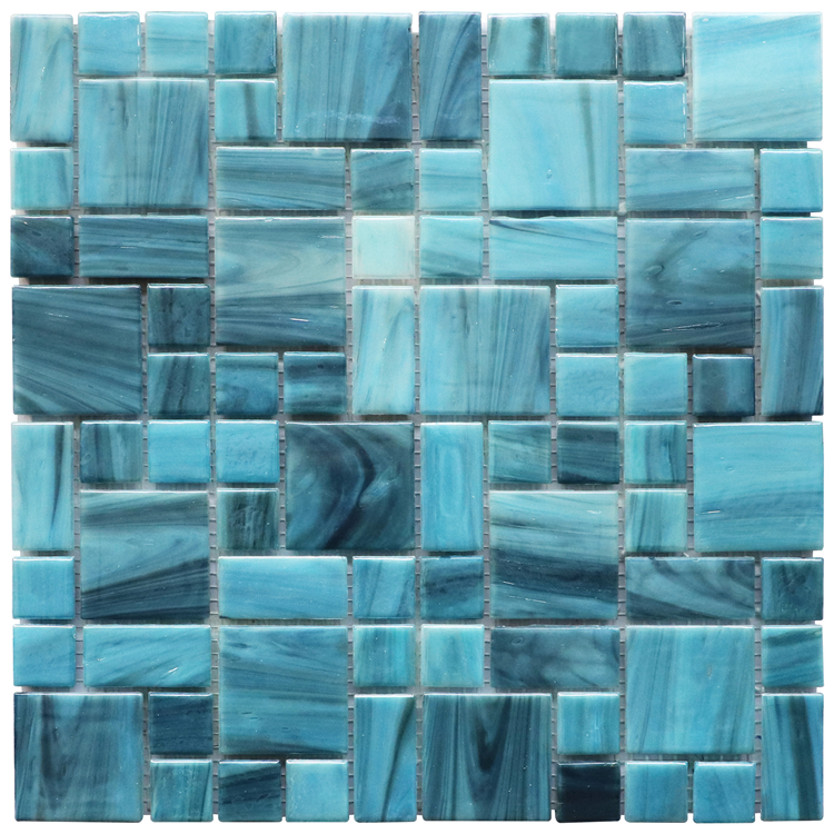 Mixed Square Hot Melt Glass Mosaic Tile