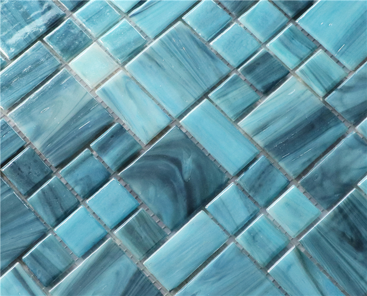 Mixed Square Hot Melt Glass Mosaic Tile