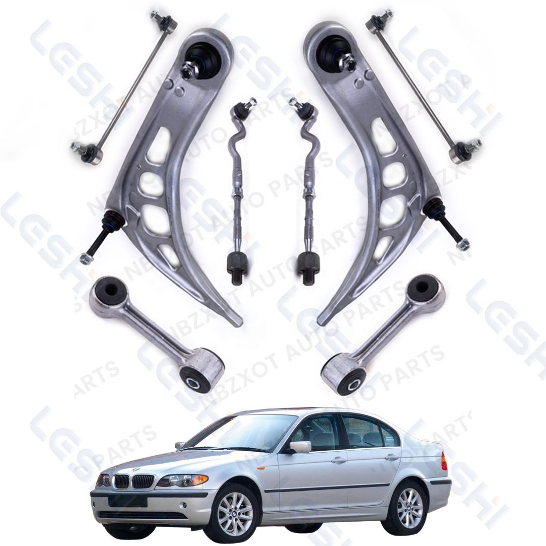 Complete Front Suspension Kit With Control Arms And Tie Rod Ends For BMW E46 325i 330i 323i