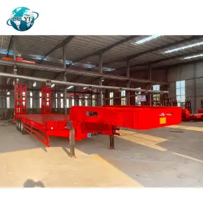 red 3 axles lowbed semi trailer
