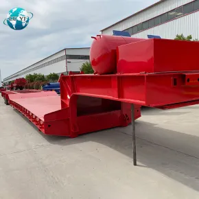6 line 12 axis red low flatbed trailer