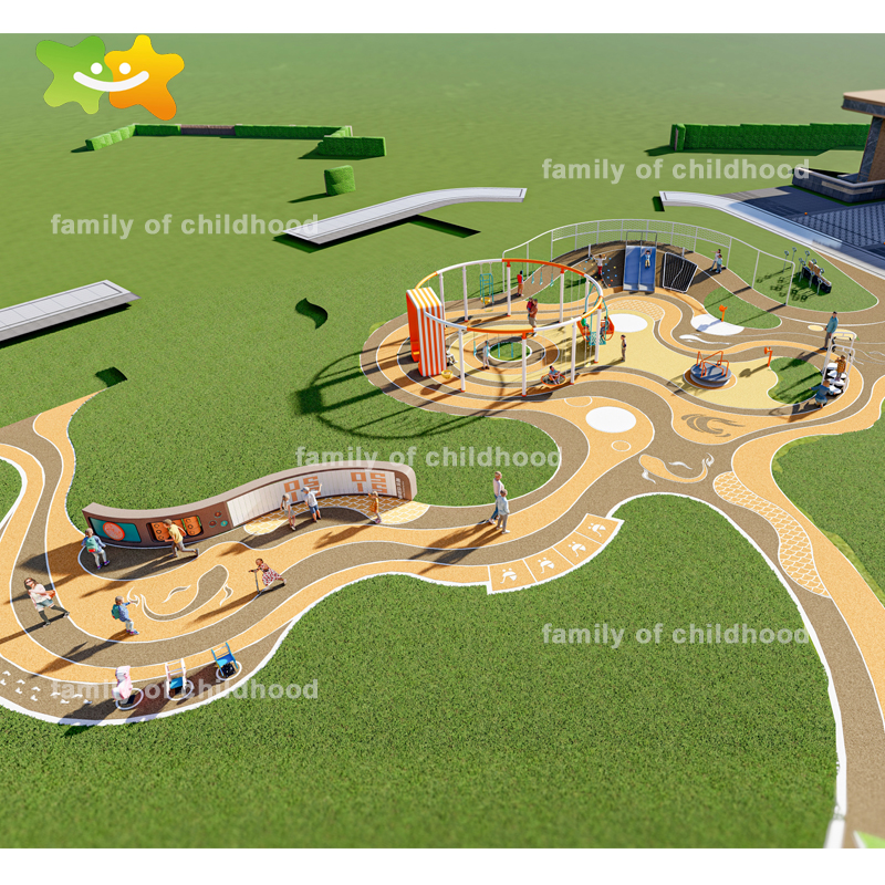 Outdoor children's play and fitness equipment in the community