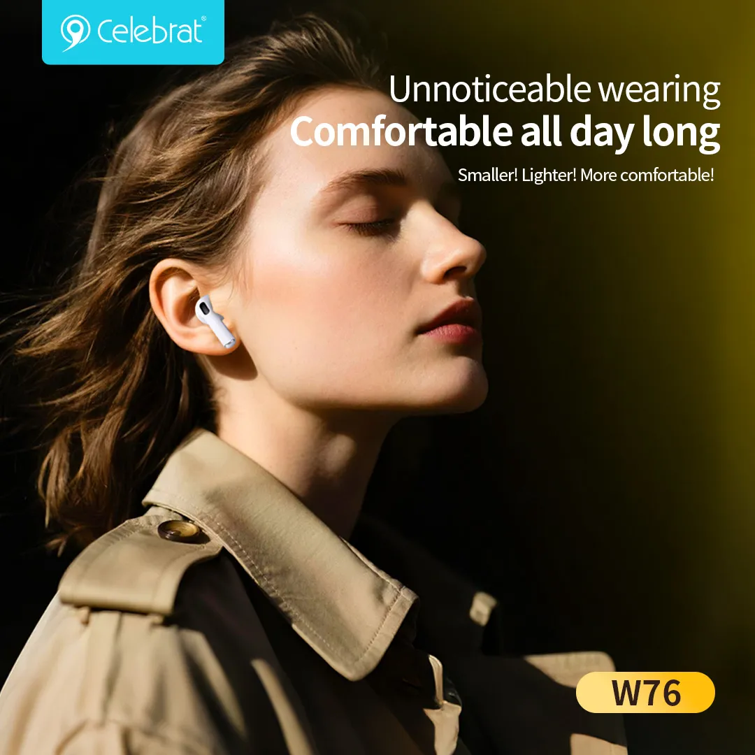 Celebrat W76 TWS Earbuds with Smart Color Display